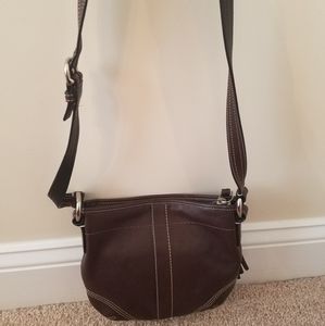 Chocolate Brown Coach Leather Crossbody Bag